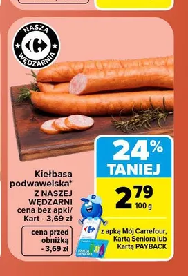 Kiełbasa podwawelska Z Naszej Wędzarni promocja w Carrefour