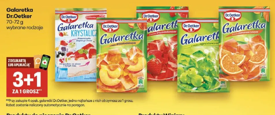Galaretka o smaku brzoskwiniowym Dr. Oetker promocja w Delikatesy Centrum