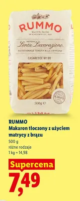 Makaron tłoczony z użyciem matrycy z brązu Casarecce No 88 Rummo promocja w Lidl