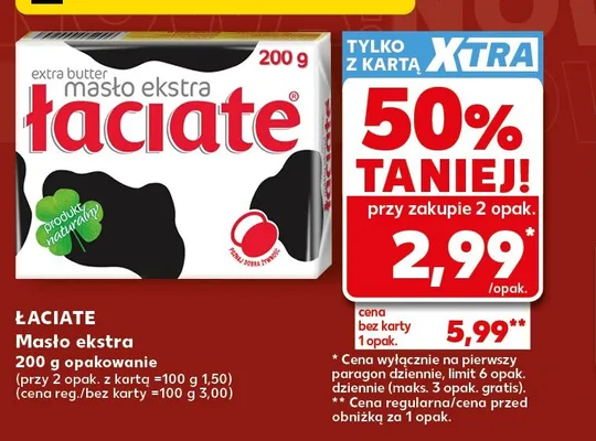 Masło ekstra Łaciate promocja w Kaufland