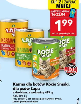 Karma dla kotów z wołowiną promocja w LEWIATAN