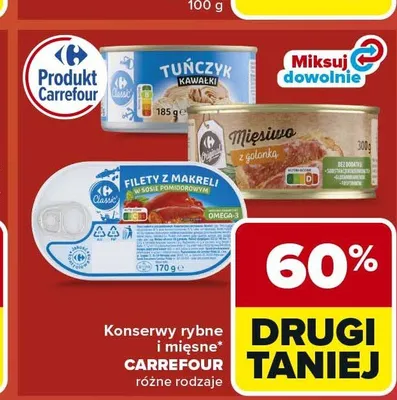 Konserwa rybna Filety z makreli w sosie pomidorowym Carrefour promocja w Carrefour Market