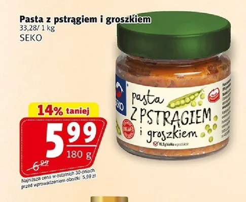 Pasta z pstrągiem i groszkiem Seko promocja w Prim Market