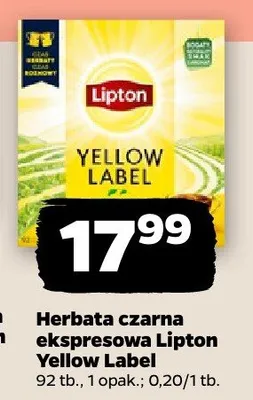 Herbata czarna ekspresowa Yellow Label promocja w Netto