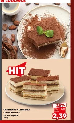 Ciasto Tiramisu z mascarpone Cukiernia P. Chojecki promocja w Kaufland