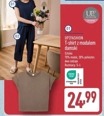 T-shirt z modalem damski UP2FASHION promocja w Aldi
