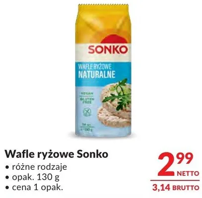 Wafle ryżowe Sonko różne rodzaje promocja w Makro