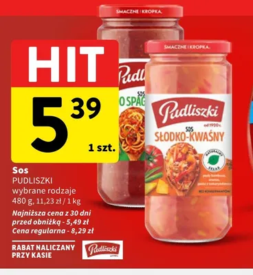 Sos Pudliszki do spaghetti promocja w Intermarche