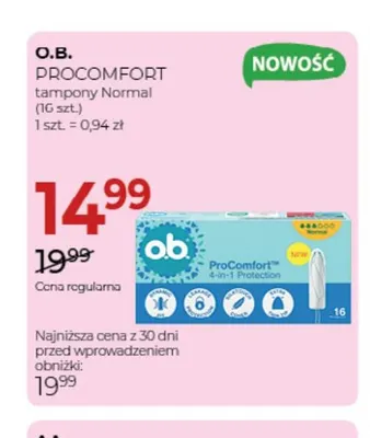 Tampony Normal O.B. ProComfort promocja w Drogerie Jawa