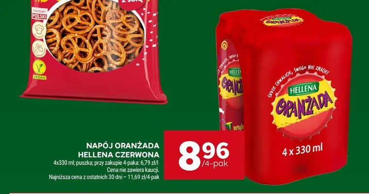 Napój Oranżada czerwona Hellena 4-pak 330ml promocja w Stokrotka