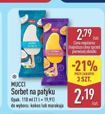 Sorbet na patyku marakuja Mucci promocja w Aldi