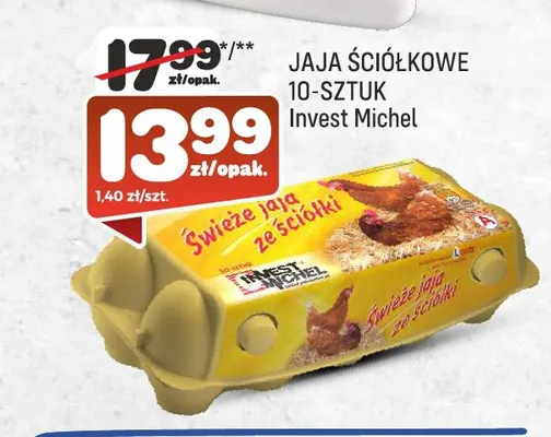 Jajka kurze ściółkowe 10 sztuk Invest Michel promocja w Społem Praga