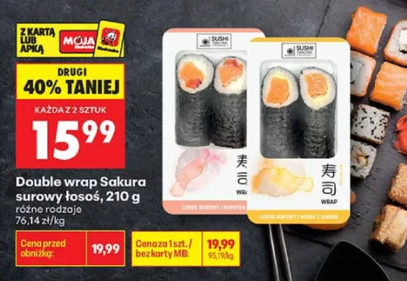 Double wrap Sakura surowy łosoś promocja w Biedronka