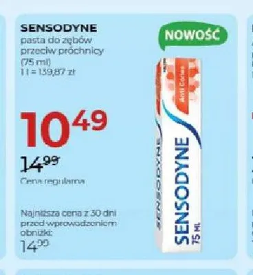 Pasta do zębów przeciw próchnicy Sensodyne promocja w Drogerie Jawa