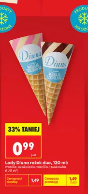 Lody Diuna rożek duo wanilia-czekolada promocja w Biedronka