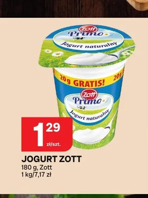 Jogurt naturalny Zott Primo promocja w Chorten
