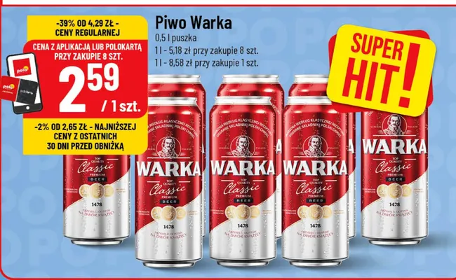Piwo Warka Classic promocja w POLOmarket