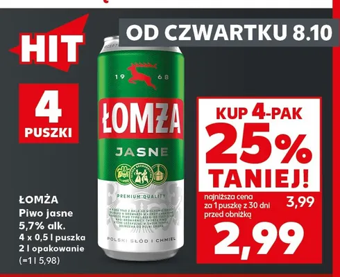 Piwo Łomża 5,7% 4-pak promocja w Kaufland