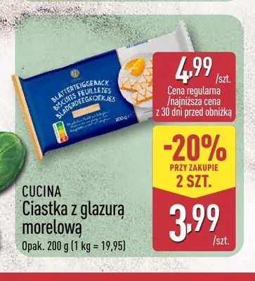Ciastka z glazurą morelową Cucina promocja w Aldi