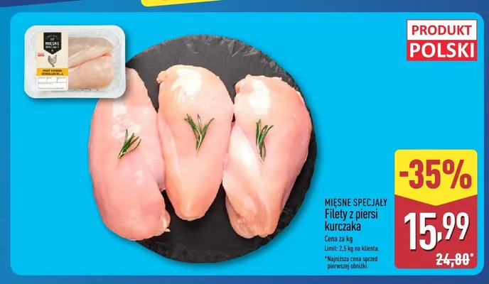 Filety z piersi kurczaka Mięsne Specjały promocja w Aldi