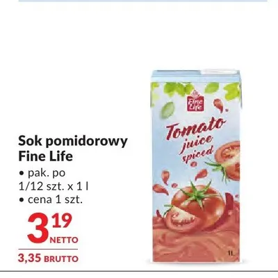 Sok pomidorowy Fine Life promocja w Makro