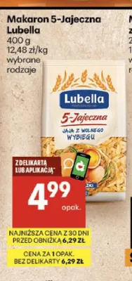 Makaron 5-Jajeczna Lubella promocja w Delikatesy Centrum