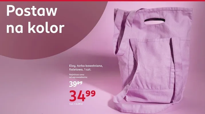 Torba bawełniana fioletowa Eloy promocja w Rossmann