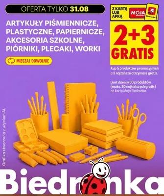 Artykuły piśmiennicze plastyczne papiernicze akcesoria szkolne piórniki plecaki worki promocja w Biedronka