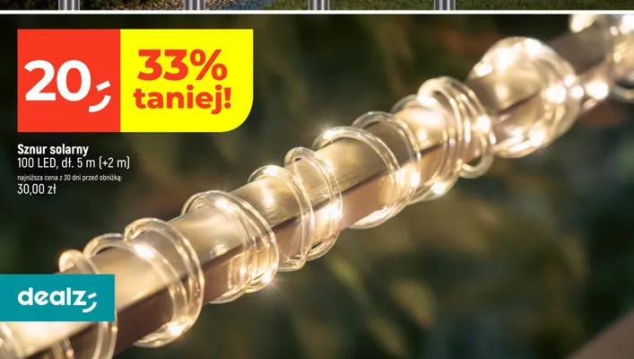 Sznur solarny 100 LED dł. 5m (+2m) promocja w Dealz