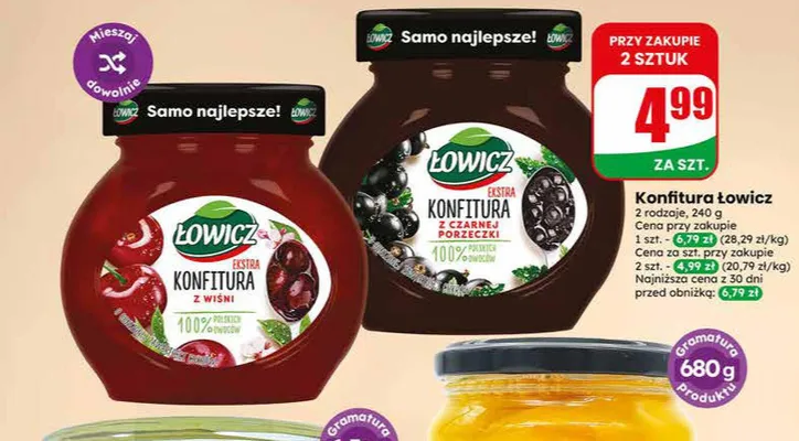 Konfitura z wiśni Łowicz promocja w Dino