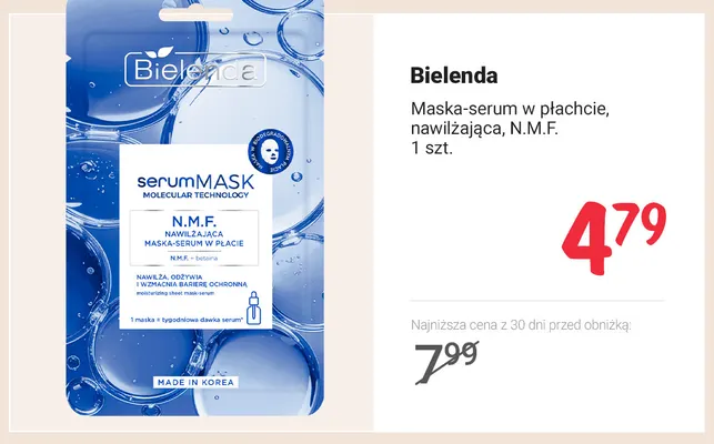 Maska-serum w płachcie nawilżająca N.M.F. Bielenda promocja w Rossmann