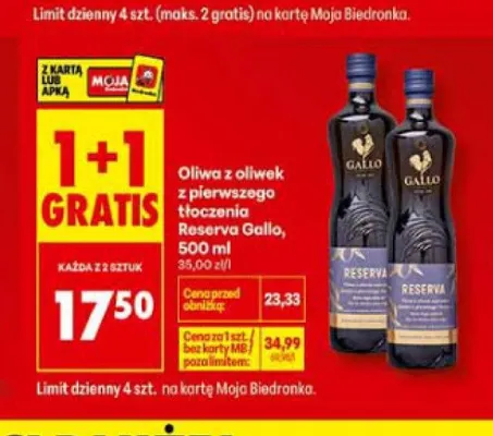 Oliwa z oliwek z pierwszego tłoczenia Reserva Gallo promocja w Biedronka