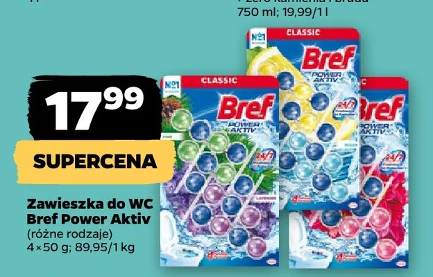 Zawieszka do WC 4-pak Bref Power Aktiv promocja w Netto
