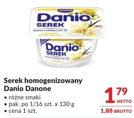 Serek homogenizowany Danio Danone promocja w Makro