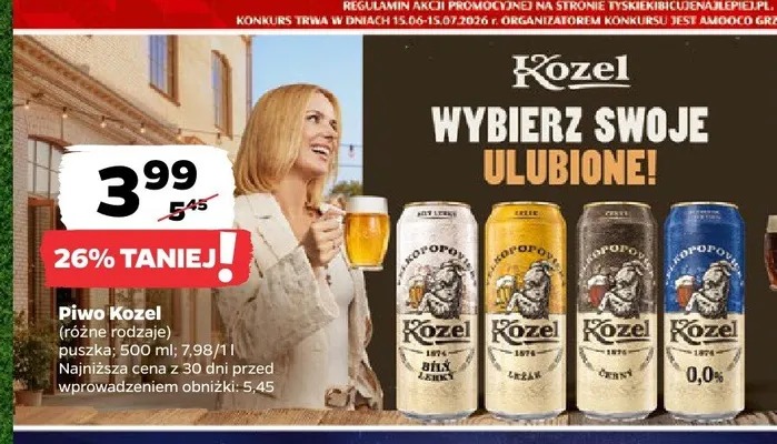 Piwo Kozel Bílý Lehký 500 ml promocja w Netto