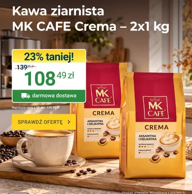 Kawa ziarnista MK Café Crema 2-pak 1 kg promocja w ERLI
