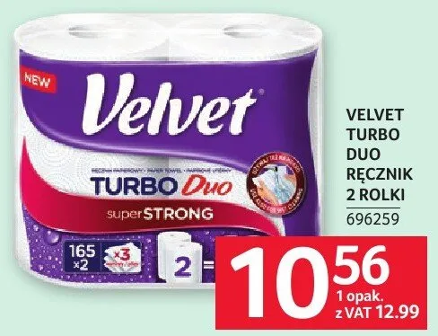 Ręcznik papierowy Velvet Turbo Duo 2 rolki promocja w Selgros