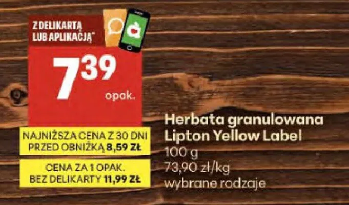 Herbata granulowana Yellow Label promocja w Delikatesy Centrum
