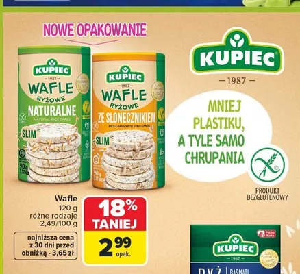 Wafle ryżowe ze słonecznikiem Kupiec promocja w Carrefour Market