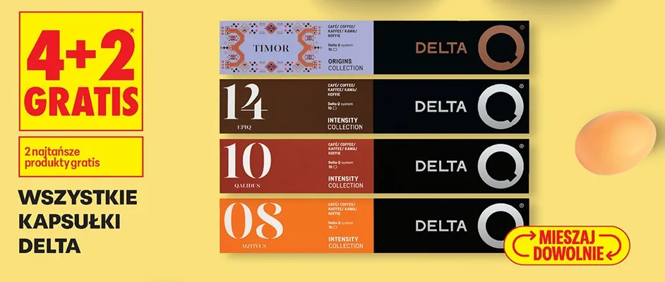 Wszystkie kapsułki Delta 4+2 GRATIS promocja w Biedronka