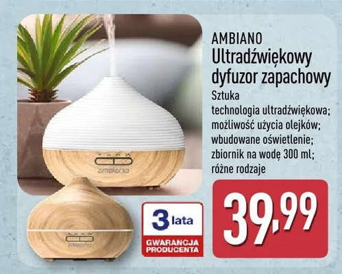 Ultradźwiękowy dyfuzor zapachowy AMBIANO promocja w Aldi