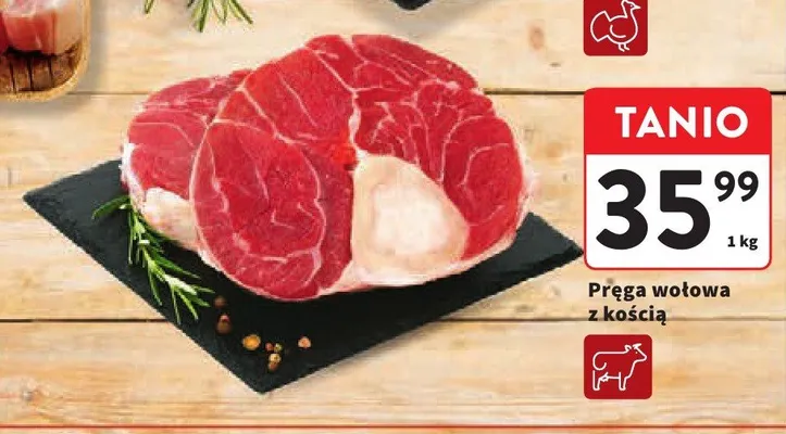 Pręga wołowa z kością promocja w Intermarche