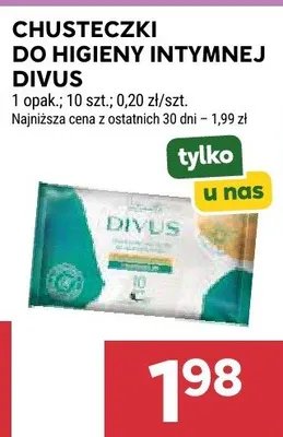 Chusteczki do higieny intymnej Divus promocja w Stokrotka