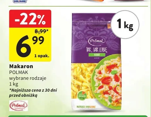 Makaron POLMAK 1kg promocja w Intermarche