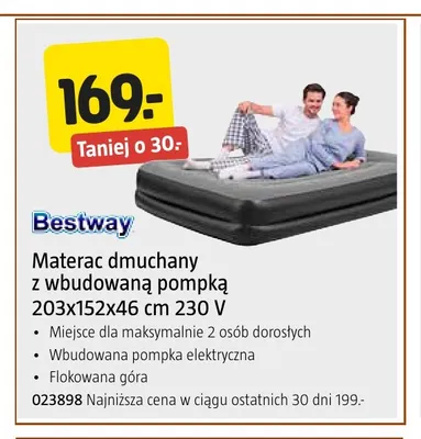 Materac dmuchany z wbudowaną pompką 203x152x46 cm Bestway promocja w Jula