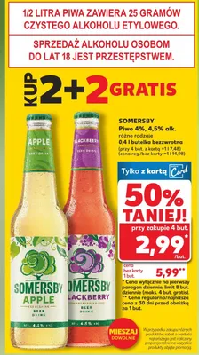 Piwo Somersby Apple 4%, 4,5% alk. różne rodzaje promocja w Kaufland