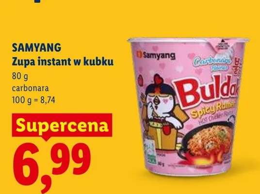 Zupa instant w kubku Samyang carbonara promocja w Lidl
