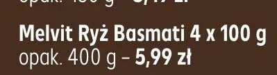 Ryż Basmati Melvit 4-pak 100g promocja w Kaufland