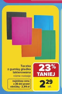 Teczka z gumką gładka lakierowana promocja w Carrefour