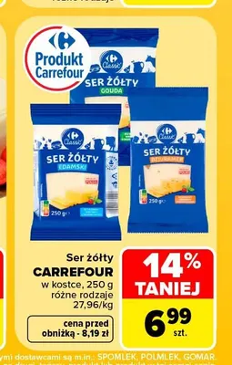 Ser żółty w kostce Carrefour promocja w Carrefour